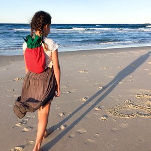 Cotton Drawstring Strawberry Backpack